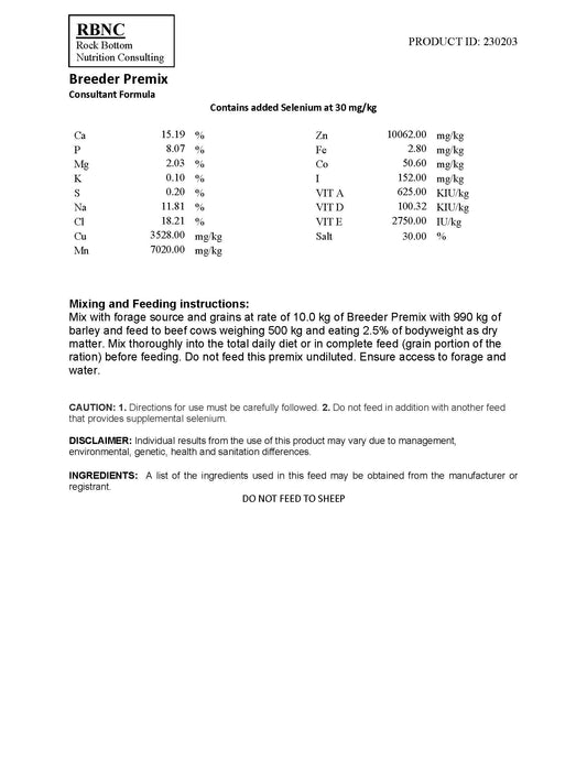 RB Breeder Premix - No Chelates