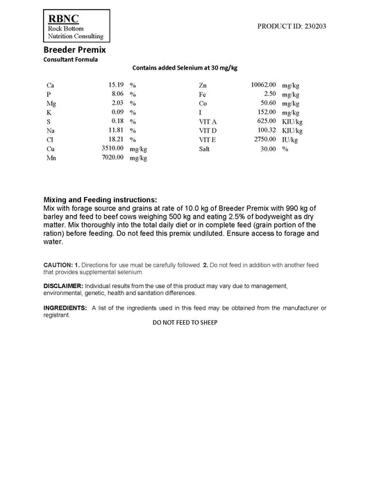 RB Breeder Premix - Plus Chelates