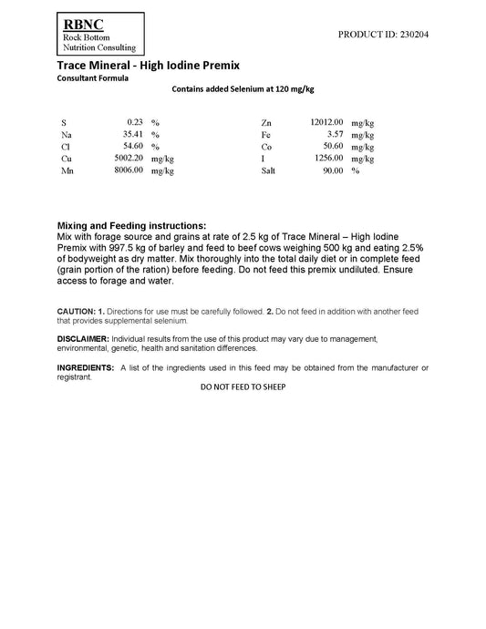 RB Trace Mineral Salt - High Iodine, With Chelates