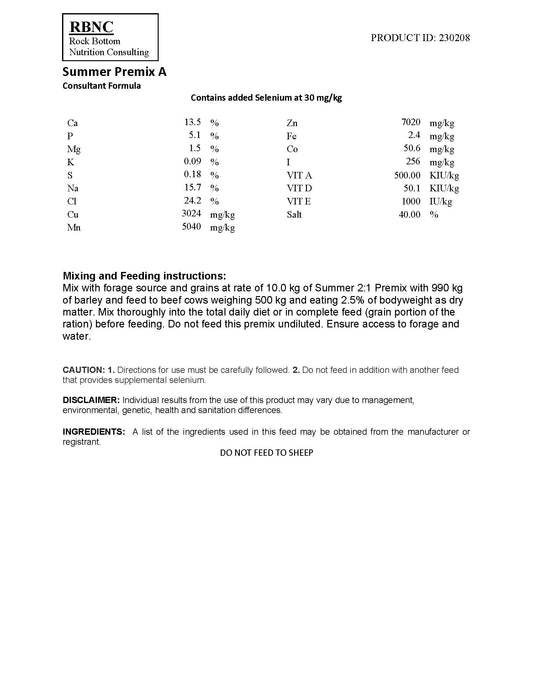 RB Summer 2:1 Premix - No Chelates